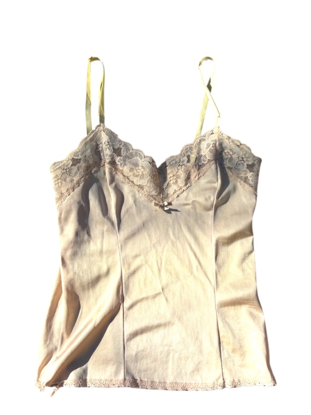 Vintage Lace Trim Camisole Nude Coquette Lingerie XS